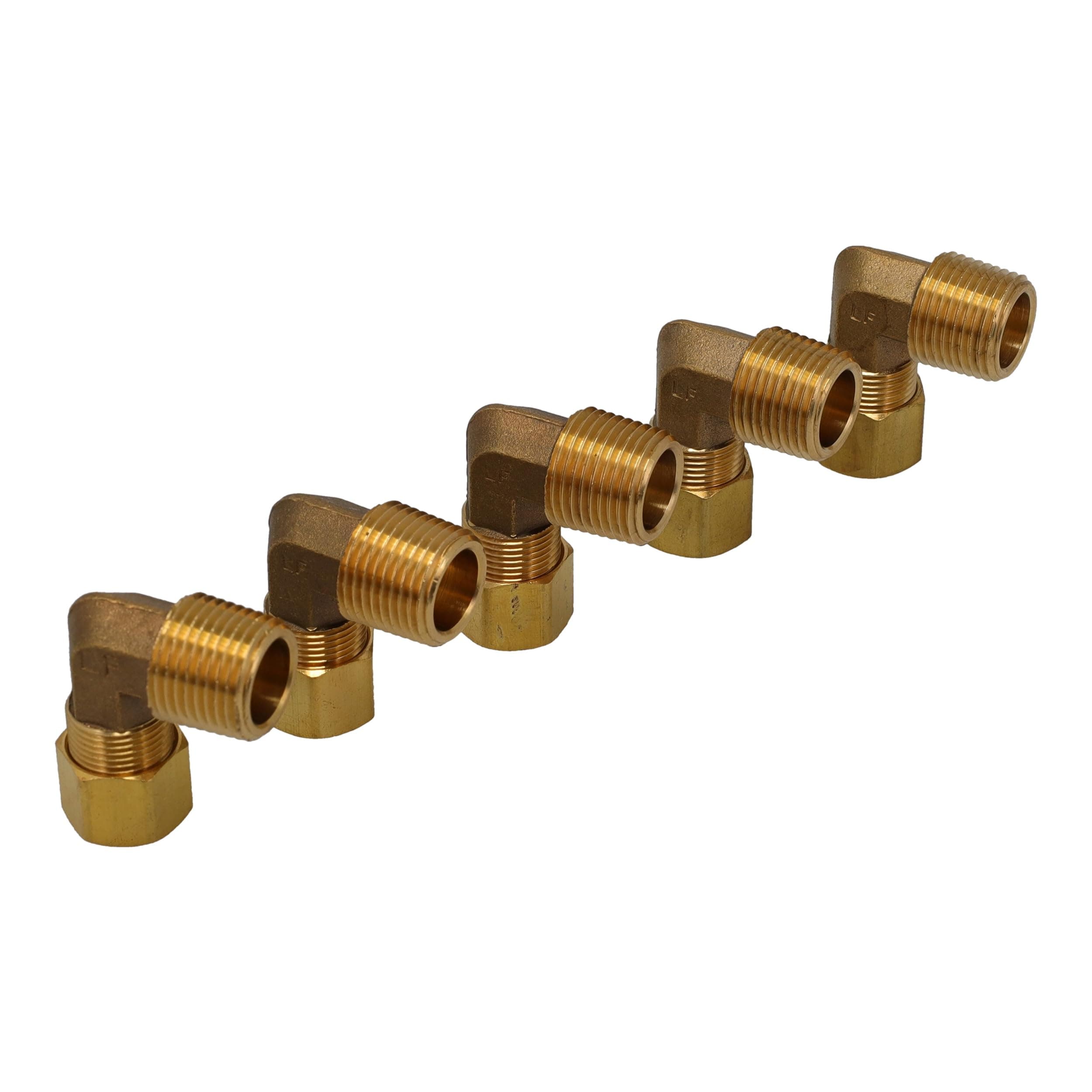 SD69-66-LFX5 brass-flare-elbow-adapter-90-degree-3-8-flare-x-3-8-male-npt-5-pack