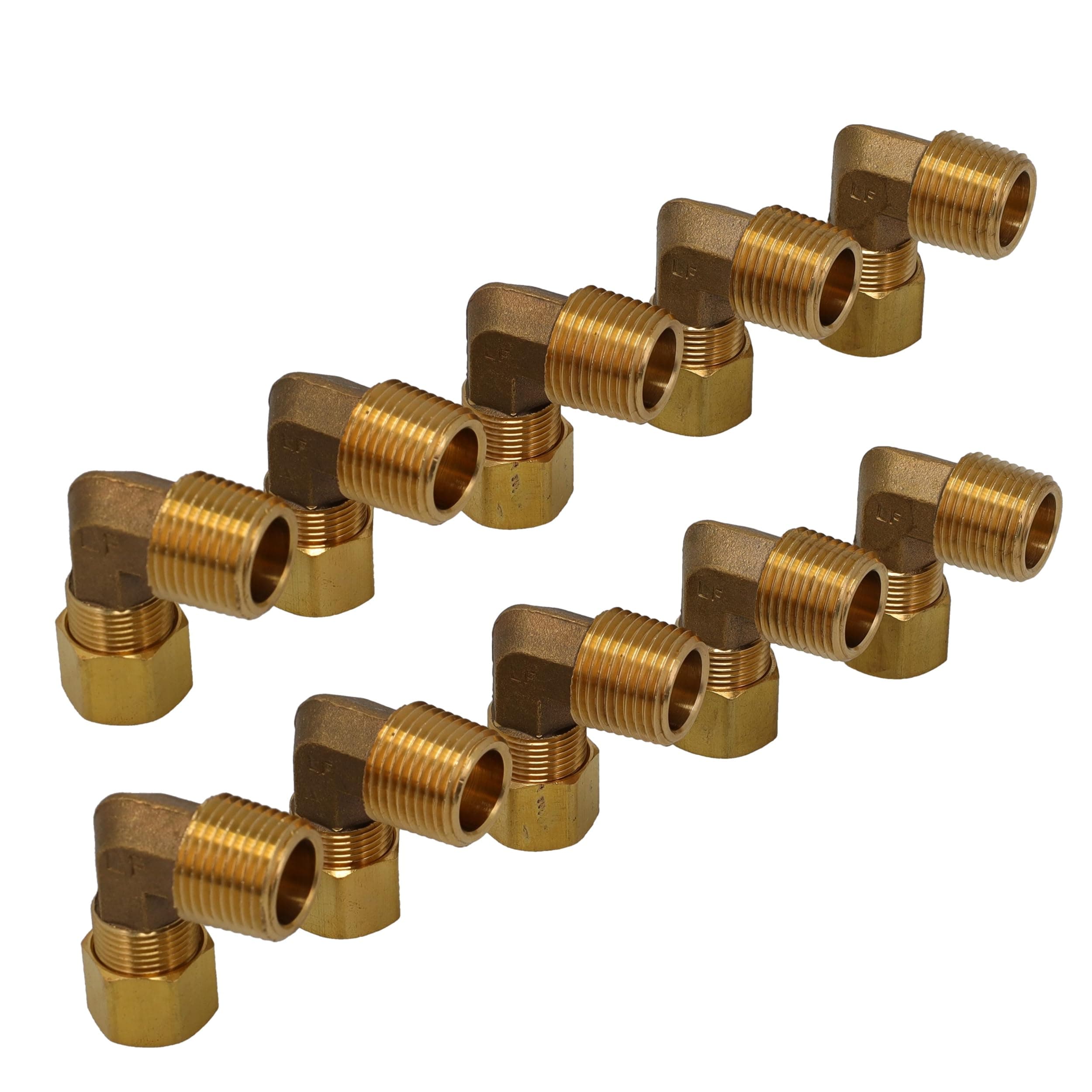 SD69-66-LFX10 brass-flare-elbow-adapter-90-degree-3-8-flare-x-3-8-male-npt-10-pack