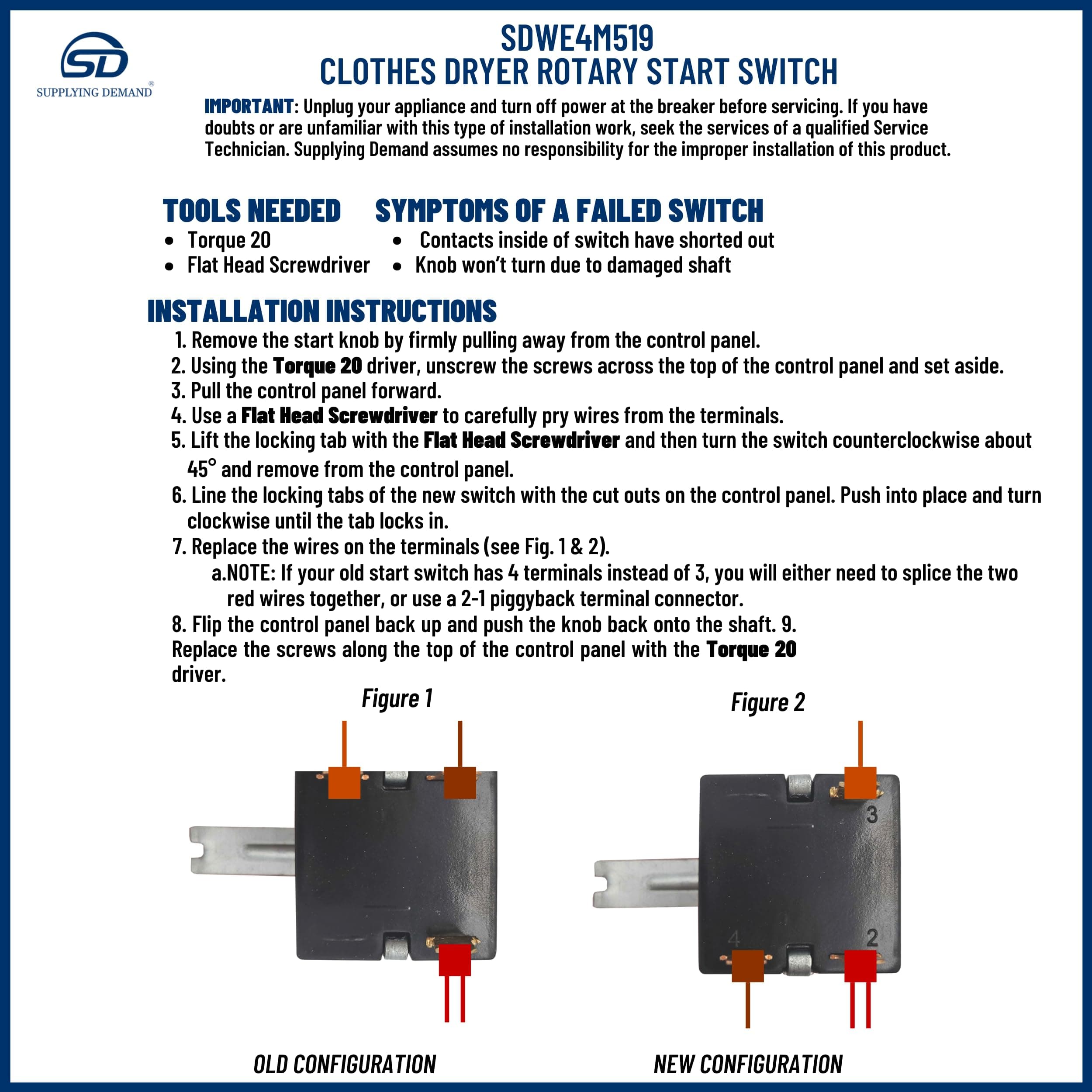SDWE4M519 we4m519-we4m315-dryer-rotary-start-switch view 21
